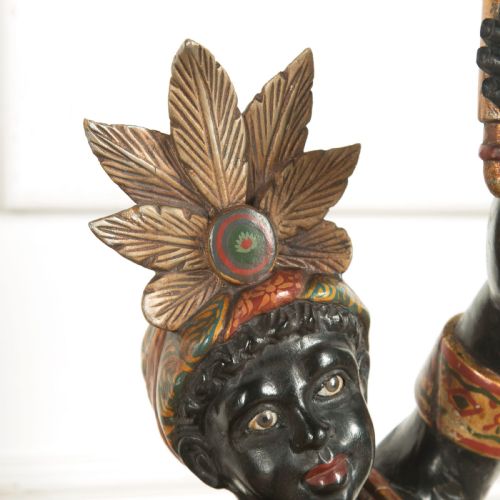 C19TH PAIR OF ITALIAN DECORATED BLACKAMOOR CANDELABRA - ADDITIONAL PHOTO 4