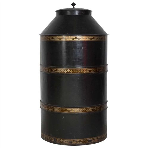 a monumental c20th decorated tole tea canister - CATEGORY: ANTIQUE BOXES - DATED 1910