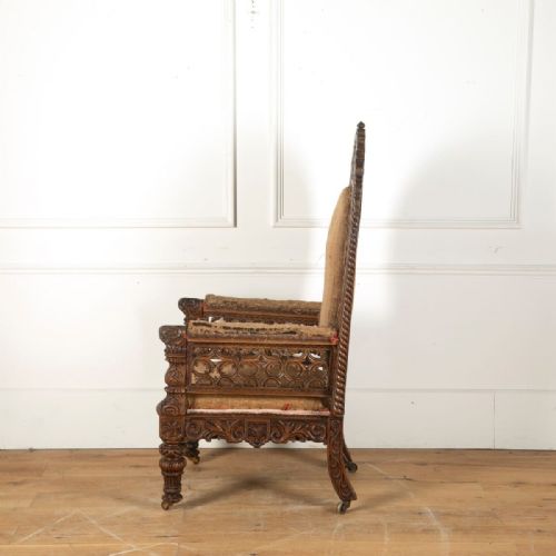 EARLY C19TH CARVED ANGLO INDIAN ARMCHAIR - ADDITIONAL PHOTO 1