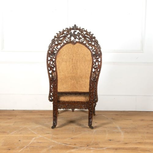 EARLY C19TH CARVED ANGLO INDIAN ARMCHAIR - ADDITIONAL PHOTO 5