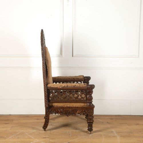 EARLY C19TH CARVED ANGLO INDIAN ARMCHAIR - ADDITIONAL PHOTO 6