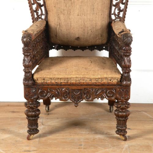 EARLY C19TH CARVED ANGLO INDIAN ARMCHAIR - ADDITIONAL PHOTO 7