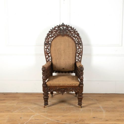 EARLY C19TH CARVED ANGLO INDIAN ARMCHAIR - ADDITIONAL PHOTO 8