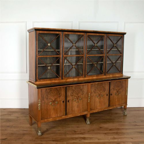 early c20th walnut brass and ebonised bookcase - CATEGORY: ANTIQUE BOOKCASES - DATED 1910