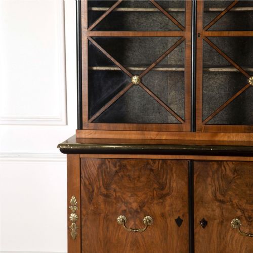 EARLY C20TH WALNUT BRASS AND EBONISED BOOKCASE - ADDITIONAL PHOTO 3