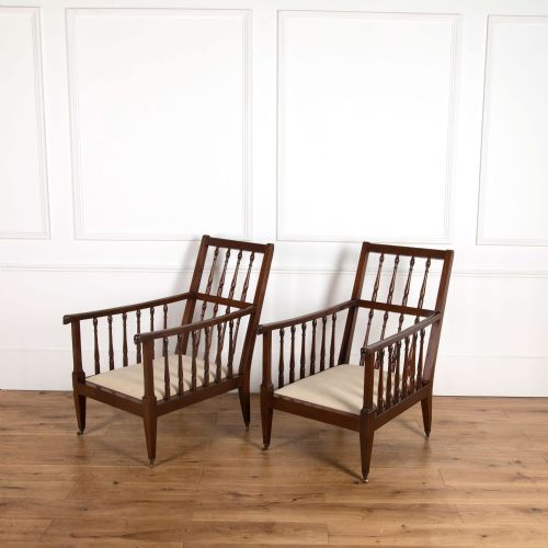pair of 19th century mahogany library chairs - CATEGORY: ANTIQUE CHAIRS - DATED 1880