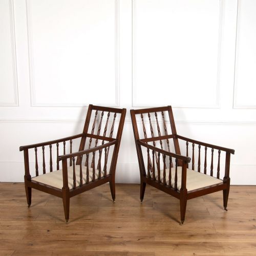 PAIR OF 19TH CENTURY MAHOGANY LIBRARY CHAIRS - ADDITIONAL PHOTO 1