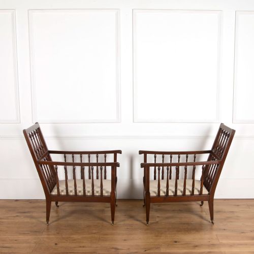 PAIR OF 19TH CENTURY MAHOGANY LIBRARY CHAIRS - ADDITIONAL PHOTO 2