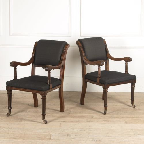 19th century pair of mahogany open armchairs - CATEGORY: ANTIQUE CHAIRS - DATED 19TH CENTURY
