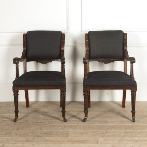 19TH CENTURY PAIR OF MAHOGANY OPEN ARMCHAIRS - ADDITIONAL PHOTO 6