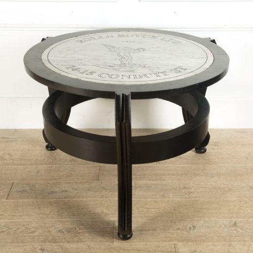 ROLLS ROYCE MARBLE PLAQUE IN EBONISED CENTRE TABLE - ADDITIONAL PHOTO 4