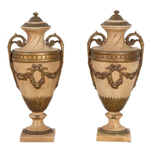 pair of early c20th terracotta vase urns - CATEGORY: ANTIQUE VASES - DATED 1920