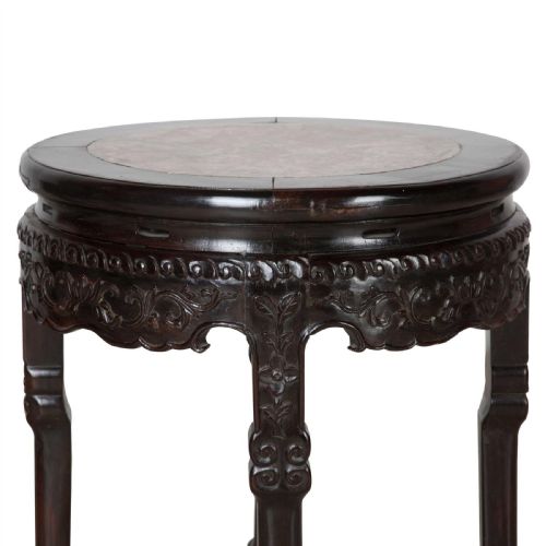 PAIR C19TH CHINESE MARBLE TOP OCCASIONAL TABLES - ADDITIONAL PHOTO 3