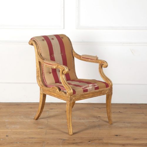 regency giltwood henry holland armchair - CATEGORY: ANTIQUE CHAIRS - DATED 19TH CENTURY