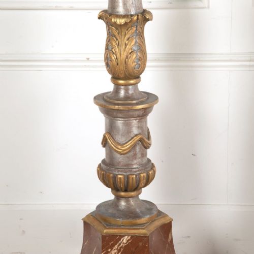 PAIR OF C19TH GILT AND MARBLEIZED STANDARD LAMPS - ADDITIONAL PHOTO 3
