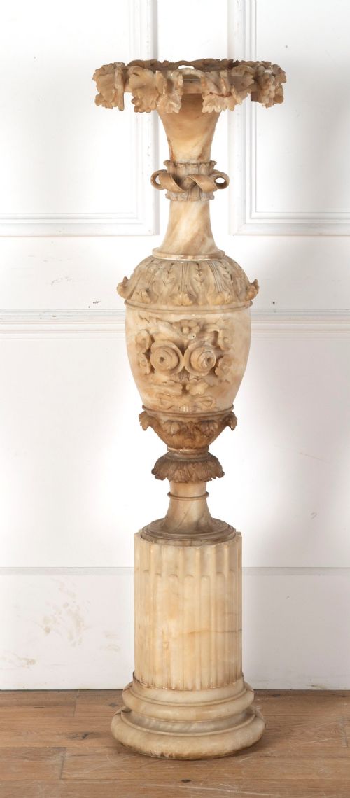19th century carved alabaster vase urn - CATEGORY: ANTIQUE MISCELLANEOUS - DATED 1860