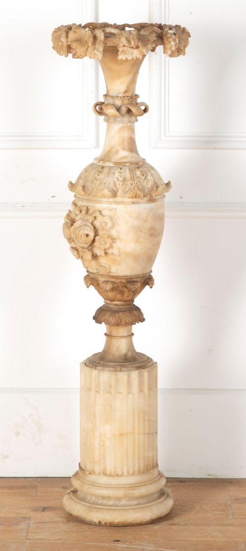 19TH CENTURY CARVED ALABASTER VASE URN - ADDITIONAL PHOTO 1