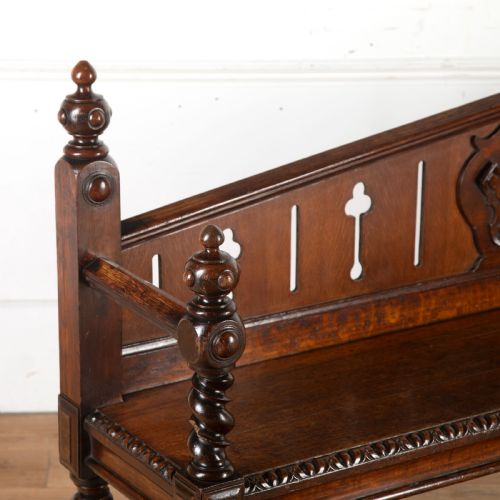 LARGE 19TH CENTURY OAK COUNTRY HOUSE HALL BENCH - ADDITIONAL PHOTO 1