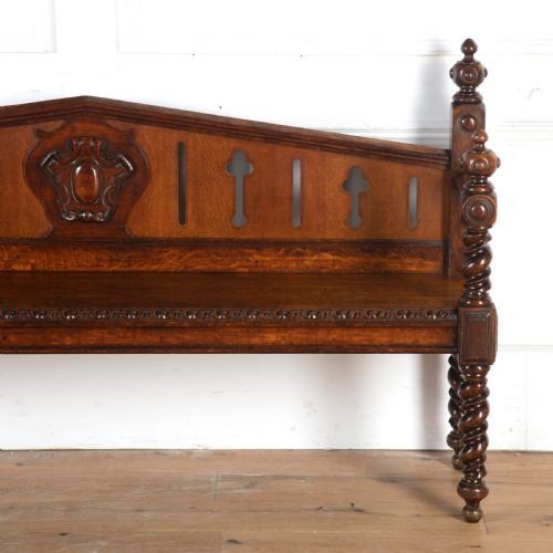 LARGE 19TH CENTURY OAK COUNTRY HOUSE HALL BENCH - ADDITIONAL PHOTO 4
