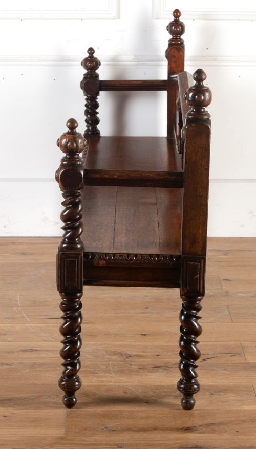 LARGE 19TH CENTURY OAK COUNTRY HOUSE HALL BENCH - ADDITIONAL PHOTO 5