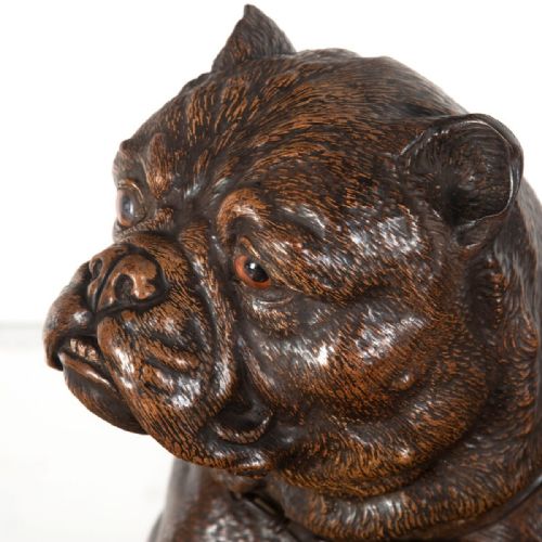 LIFE SIZE C19TH DECORATED TERRACOTTA BULLDOG - ADDITIONAL PHOTO 5