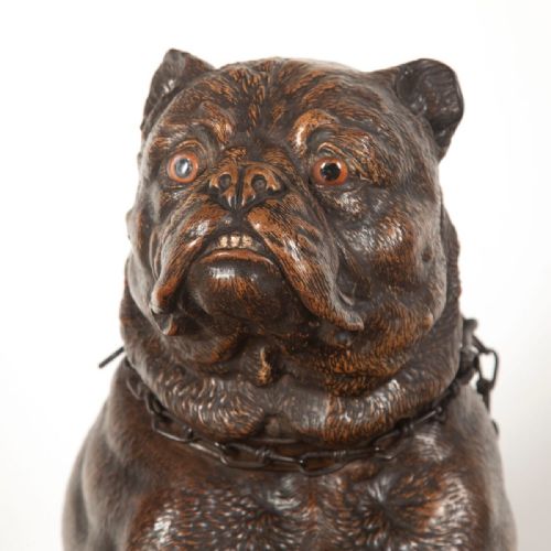 LIFE SIZE C19TH DECORATED TERRACOTTA BULLDOG - ADDITIONAL PHOTO 6