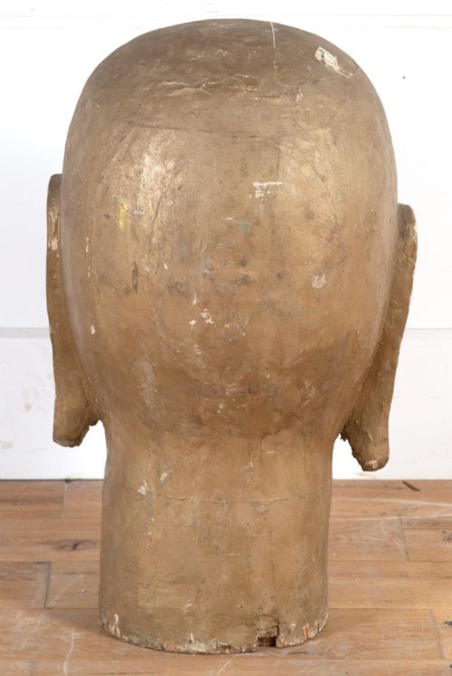VERY LARGE CARVED C19TH TIBETAN BUDDHA HEAD - ADDITIONAL PHOTO 3