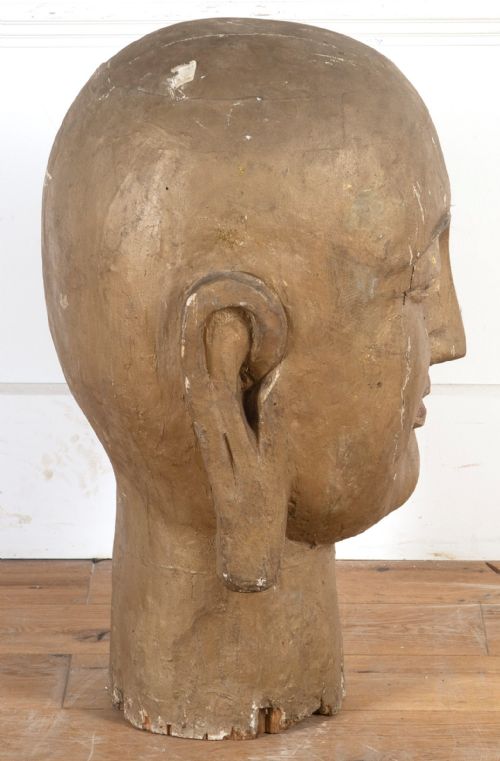 VERY LARGE CARVED C19TH TIBETAN BUDDHA HEAD - ADDITIONAL PHOTO 4