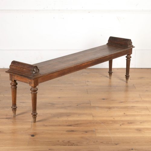 long 19th century oak hall bench - CATEGORY: ANTIQUE FURNITURE - DATED 19TH CENTURY