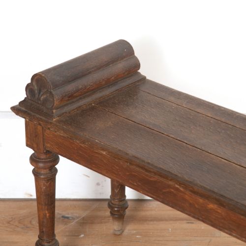 LONG 19TH CENTURY OAK HALL BENCH - ADDITIONAL PHOTO 4