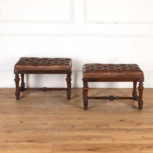 LARGE PAIR OF 19TH CENTURY WALNUT STOOLS - ADDITIONAL PHOTO 1