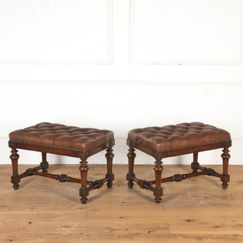 LARGE PAIR OF 19TH CENTURY WALNUT STOOLS - ADDITIONAL PHOTO 7