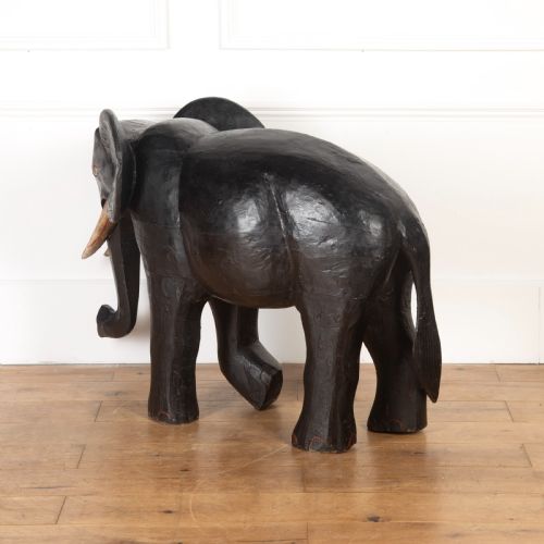 LARGE INDIAN CARVED WOOD ELEPHANT - ADDITIONAL PHOTO 6