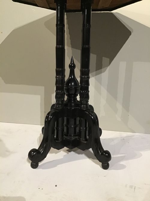 C19TH ANGLO INDIAN EBONY SPECIMEN TOP OCCASIONAL TABLE - ADDITIONAL PHOTO 5