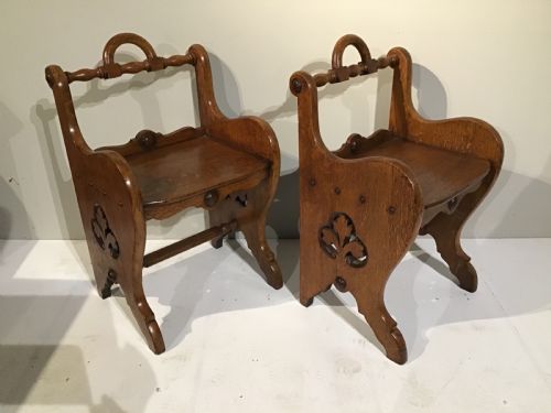 a stylish pair of c19th oak stools - CATEGORY: ANTIQUE STOOLS - DATED 19TH CENTURY