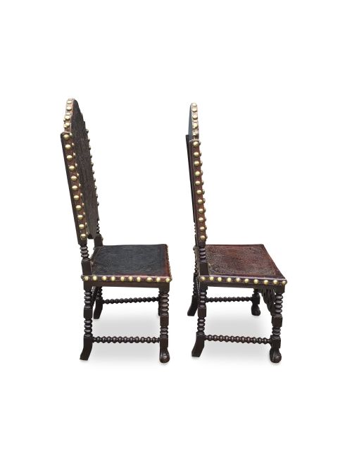 PAIR OF SPANISH LEATHER CHAIRS - ADDITIONAL PHOTO 5