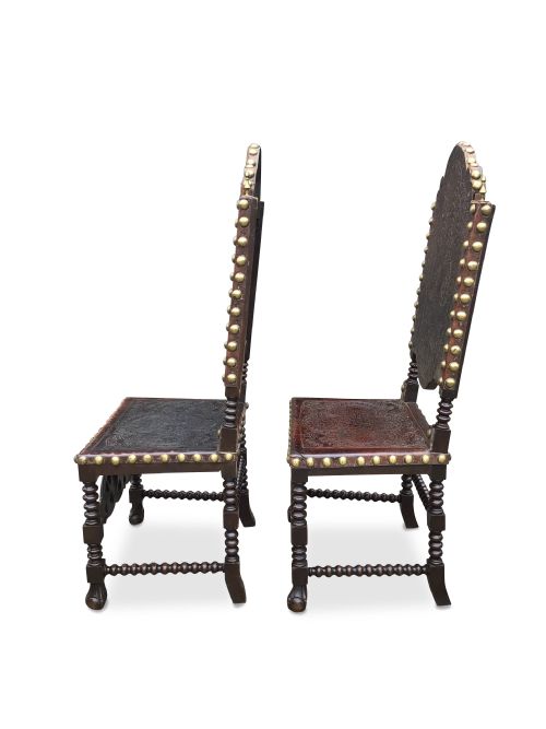 PAIR OF SPANISH LEATHER CHAIRS - ADDITIONAL PHOTO 6