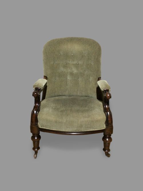 19TH CENTURY MAHOGANY LIBRARY CHAIR - ADDITIONAL PHOTO 1