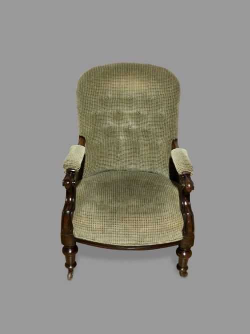 19TH CENTURY MAHOGANY LIBRARY CHAIR - ADDITIONAL PHOTO 2