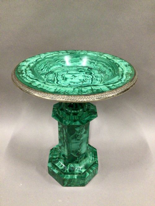 LARGE 19TH CENTURY GRAND TOUR MALACHITE TAZZA - ADDITIONAL PHOTO 2