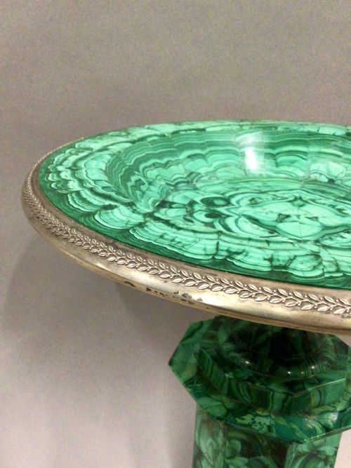 LARGE 19TH CENTURY GRAND TOUR MALACHITE TAZZA - ADDITIONAL PHOTO 3