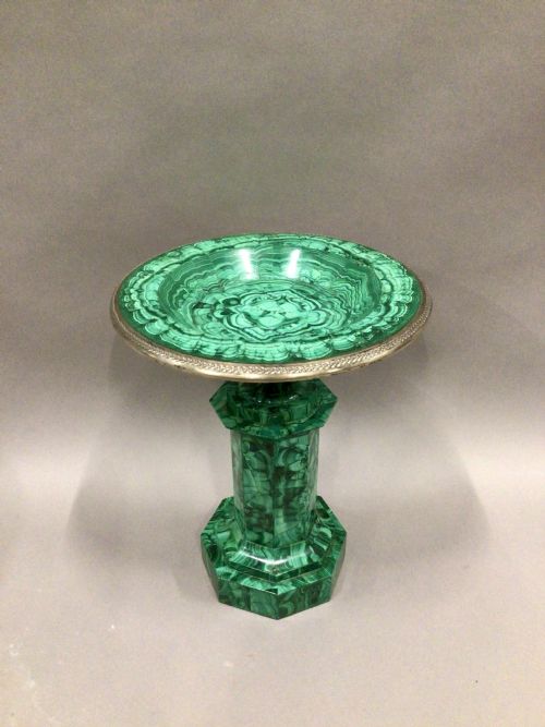LARGE 19TH CENTURY GRAND TOUR MALACHITE TAZZA - ADDITIONAL PHOTO 4
