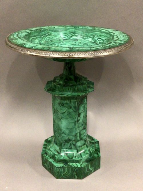 LARGE 19TH CENTURY GRAND TOUR MALACHITE TAZZA - ADDITIONAL PHOTO 6