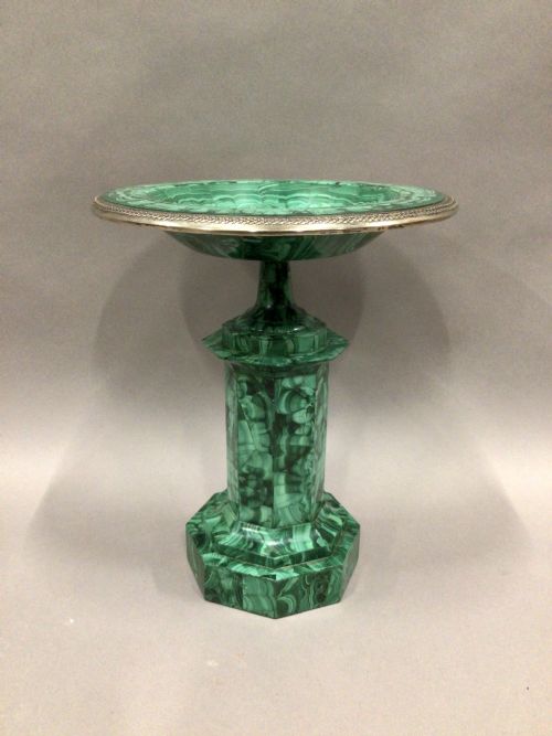 LARGE 19TH CENTURY GRAND TOUR MALACHITE TAZZA - ADDITIONAL PHOTO 7