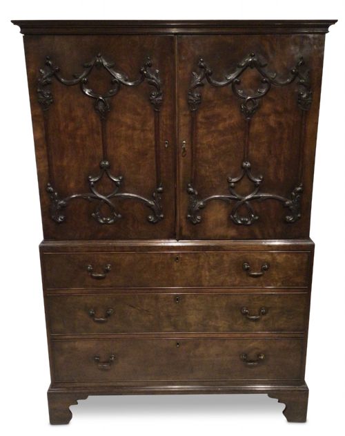 18th century mahogany linen press - CATEGORY: ANTIQUE CUPBOARDS - DATED 18TH CENTURY