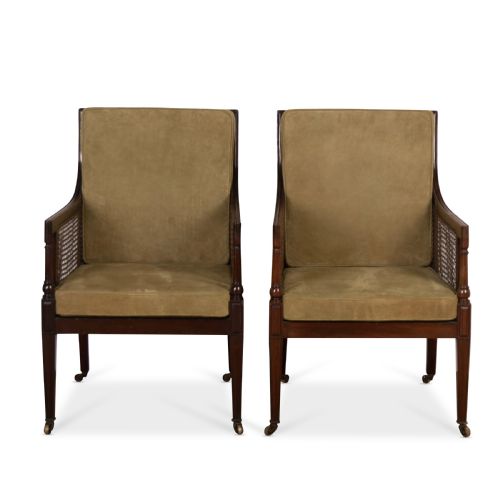 LATE C19TH PAIR OF MAHOGANY BERGERE CHAIRS - ADDITIONAL PHOTO 1