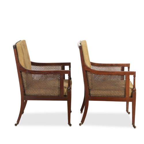 LATE C19TH PAIR OF MAHOGANY BERGERE CHAIRS - ADDITIONAL PHOTO 2