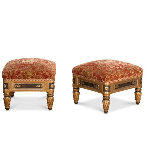 LARGE C19TH PAIR OF STOOLS - ADDITIONAL PHOTO 2
