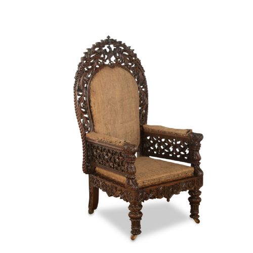 early c19th carved anglo indian armchair - CATEGORY: ANTIQUE CHAIRS - DATED 19TH CENTURY