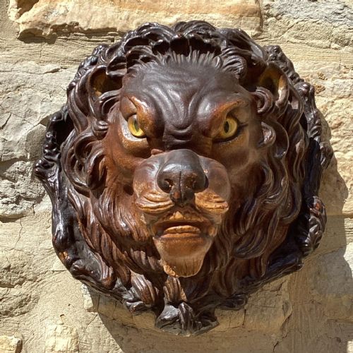 C19TH PAINTED TERRACOTTA LIONS MASK - ADDITIONAL PHOTO 1